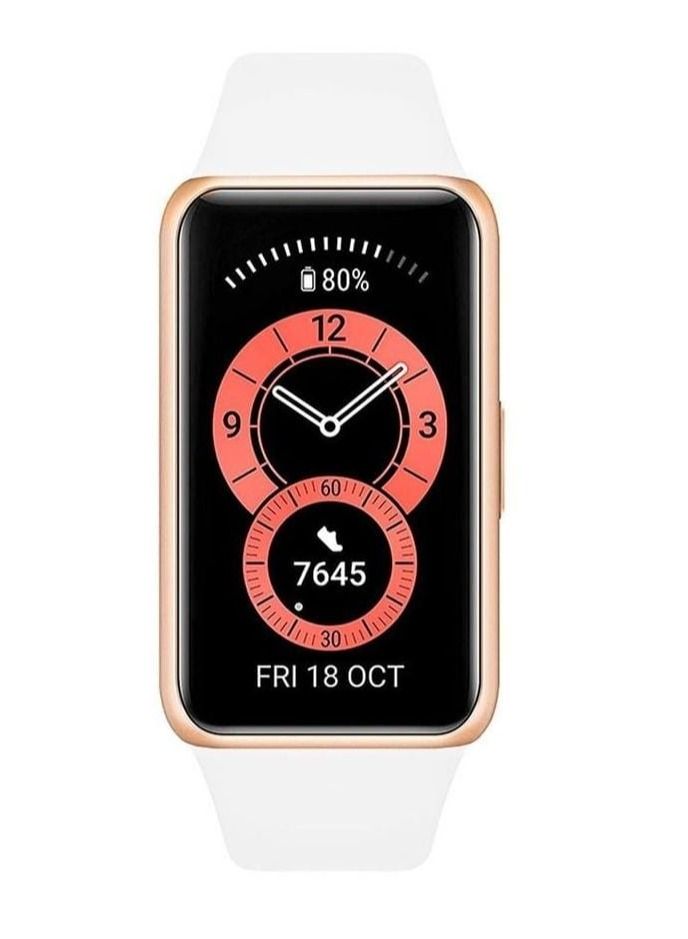 GENNEXT Huawei Band 6 / Honor Band 6 Fitness Tracker Replacement Silicone Band Adjustable Waterproof Smart Watch Strap with Buckle White - Image 3