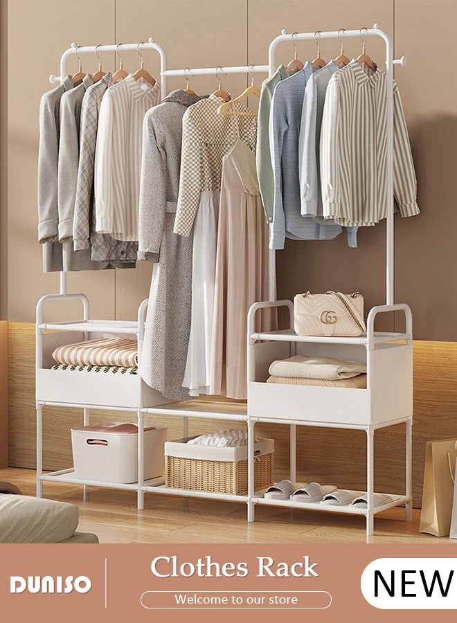 DUNISO Portable Fabric Wardrobe, Non Woven Fabric Cloth Cabinet with 6 Hooks, Large Capacity Closet, Storage Organizer Multi-Purpose Entryway Shelving Unit for Home Office Bedroom - Image 1