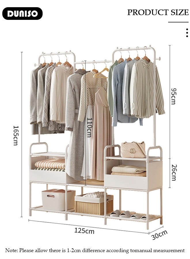 DUNISO Portable Fabric Wardrobe, Non Woven Fabric Cloth Cabinet with 6 Hooks, Large Capacity Closet, Storage Organizer Multi-Purpose Entryway Shelving Unit for Home Office Bedroom - Image 2