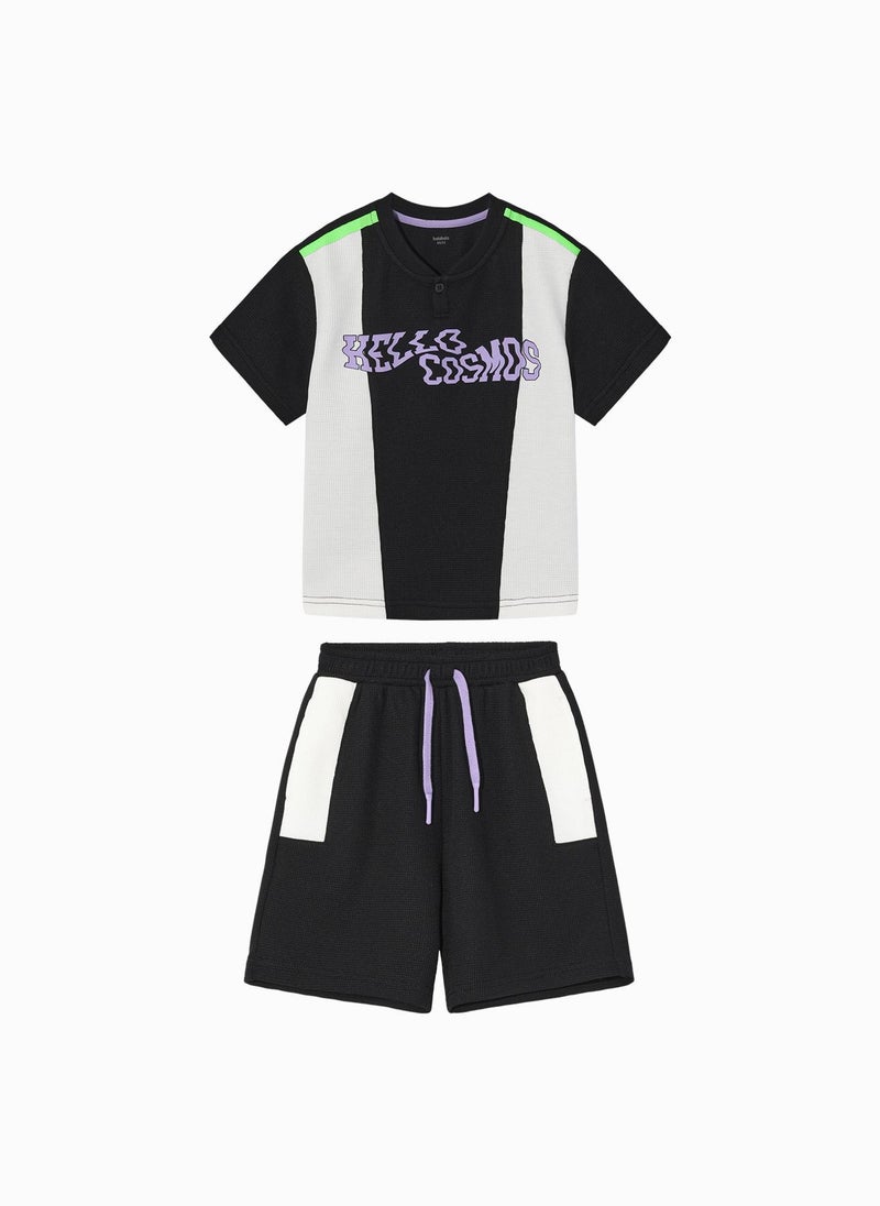 Balabala Kids Boy Knit short sleeve suit - Image 1