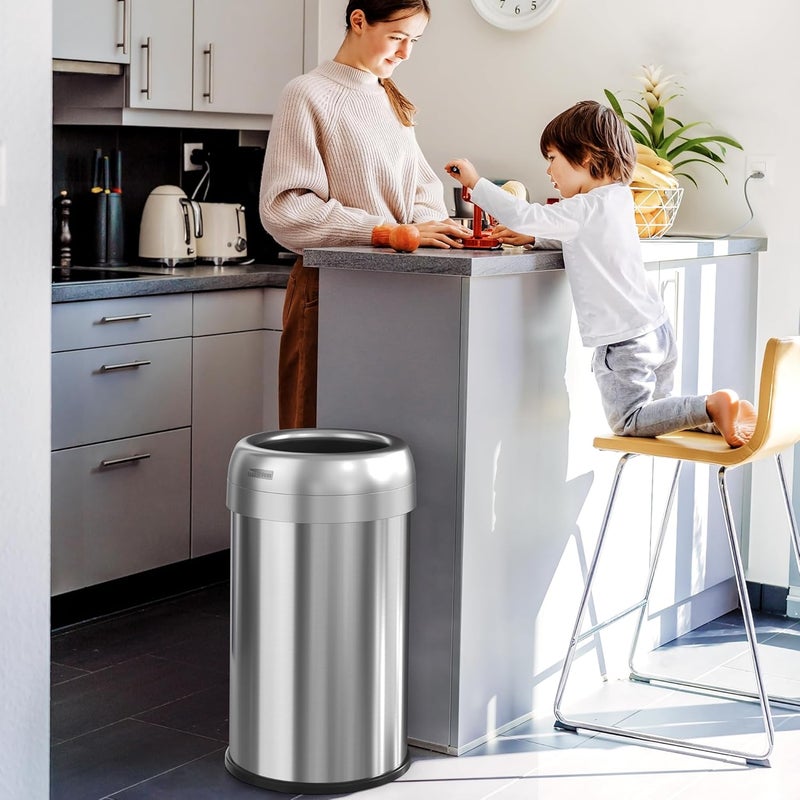 iTouchless 13 Gallon Dual-Deodorizer Trash Can and Recycle Bin Stainless Steel Commercial Grade, Large 10 Inch, Home, Restaurant, Restroom, Office, Open Top, Round - Image 4