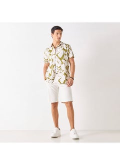 Iconic Iconic Relaxed Fit All-Over Print Shirt with Spread Collar and Short Sleeves  - Image 2