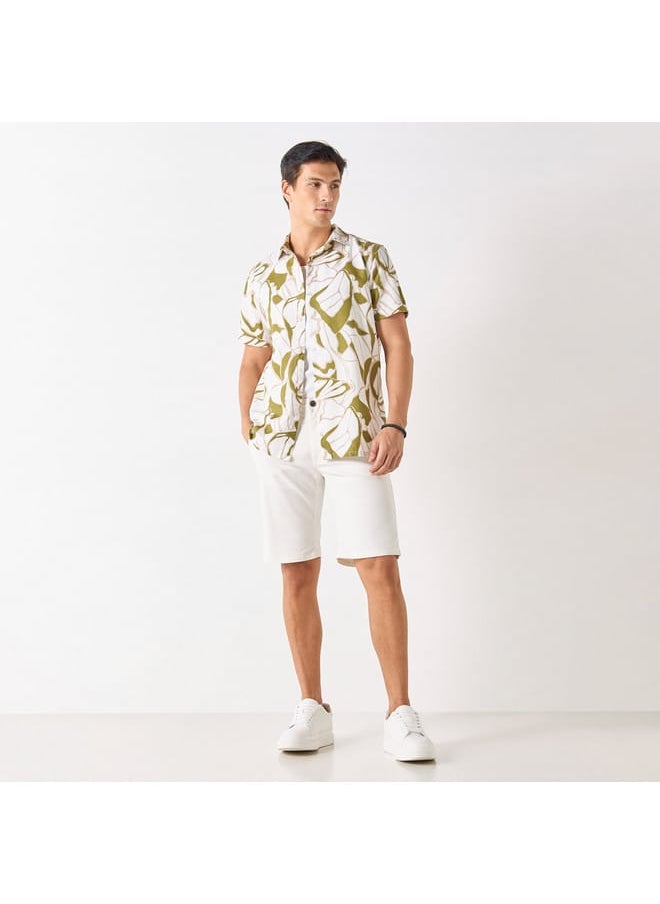 Iconic Iconic Relaxed Fit All-Over Print Shirt with Spread Collar and Short Sleeves  - Image 2