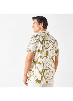 Iconic Iconic Relaxed Fit All-Over Print Shirt with Spread Collar and Short Sleeves  - Image 3