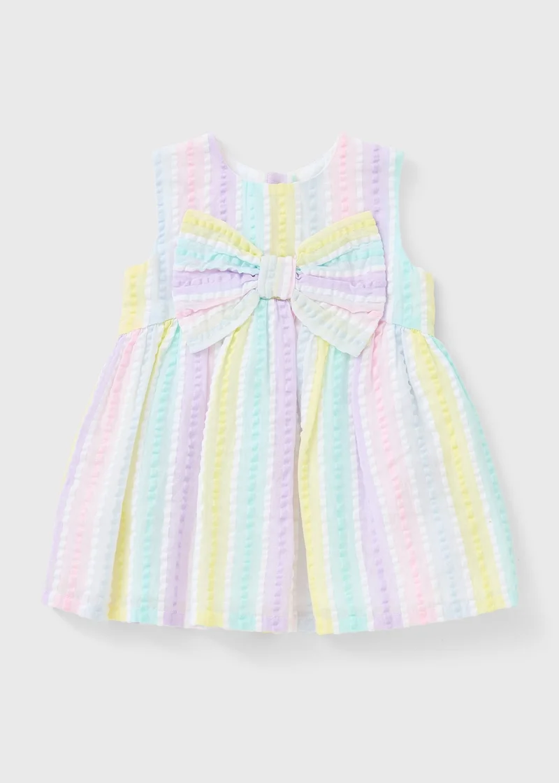ماتلان Baby Multicolour Pastel Stripe Bow Dress