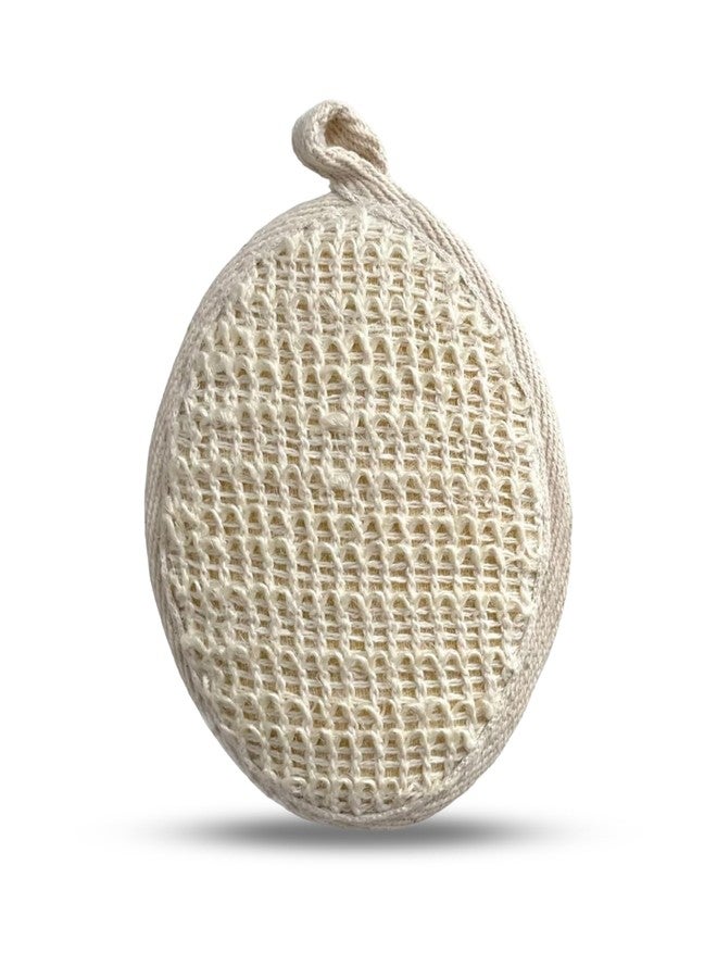 Rusabl ليفة استحمام روسابل المصنوعة من ألياف الرامي لتنظيف الجسم بعمق وتقشيره (عبوة واحدة، دائرية) إسفنجة تقشير قابلة لإعادة الاستخدام، مصنوعة من ألياف طبيعية، مناسبة للرجال والنساء، تنظف البشرة وتقشرها بلطف - Image 1