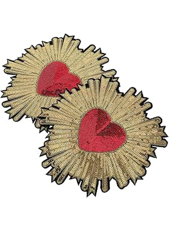 Peach Heart Sequin Embroidered Patches Appliques For DIY Clothing Costume Decoration - Image 1
