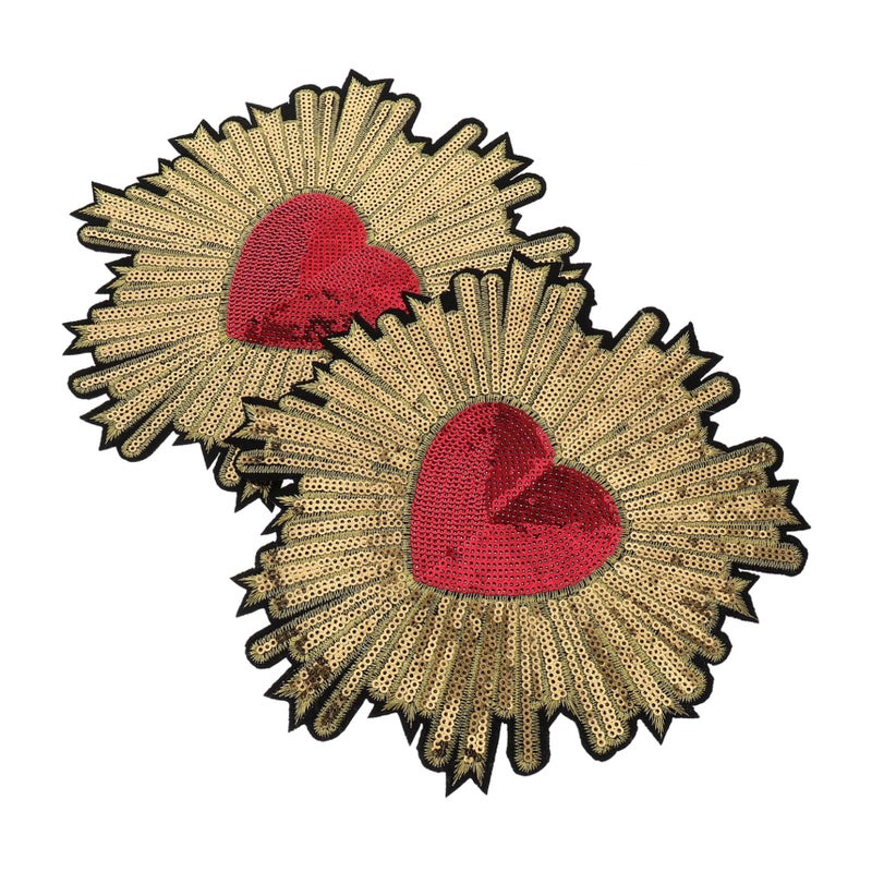 Peach Heart Sequin Embroidered Patches Appliques For DIY Clothing Costume Decoration - Image 2