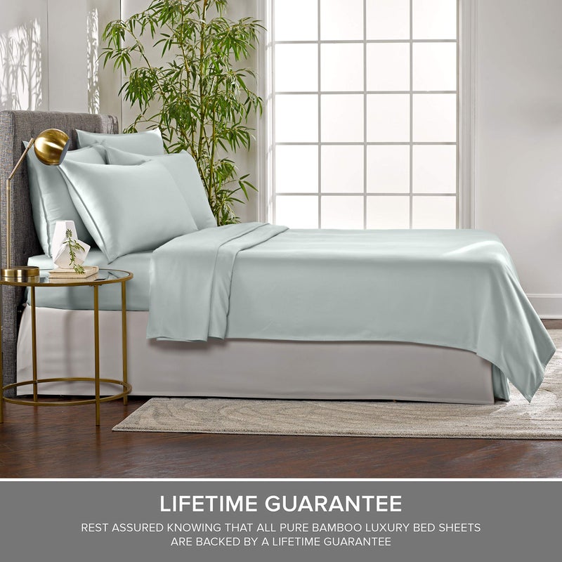 Pure Bamboo Pure Bamboo Queen Bed Sheet Set  Genuine 100% Organic Viscose Derived from Bamboo  Luxuriously Soft & Cooling  Double Stitching  Lifetime Quality Promise (Queen  Sea Glass)  - Image 4