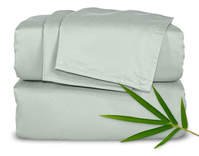 Pure Bamboo Pure Bamboo Queen Bed Sheet Set  Genuine 100% Organic Viscose Derived from Bamboo  Luxuriously Soft & Cooling  Double Stitching  Lifetime Quality Promise (Queen  Sea Glass)  - Image 1