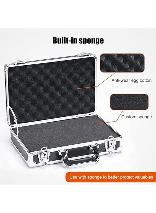 1pc Black Aluminum Alloy Tool Storage Box Portable Square Organizer With Handle - Image 5