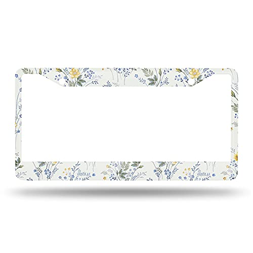 Beabes Wildflowers License Plate Frame Watercolor Floral License Plate Holder Leaves Elegant Summer Car Tag Frame License Plate Car Accessories 2 Holes Novelty Auto Car Tag Vanity Present - Image 2