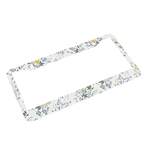 Beabes Wildflowers License Plate Frame Watercolor Floral License Plate Holder Leaves Elegant Summer Car Tag Frame License Plate Car Accessories 2 Holes Novelty Auto Car Tag Vanity Present - Image 4