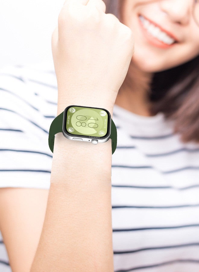 CATANES [for Huawei Watch Fit 3] Watch Band Soft Silicone Strap for Men Women Stylish Waterproof Watch Band /Green - Image 4