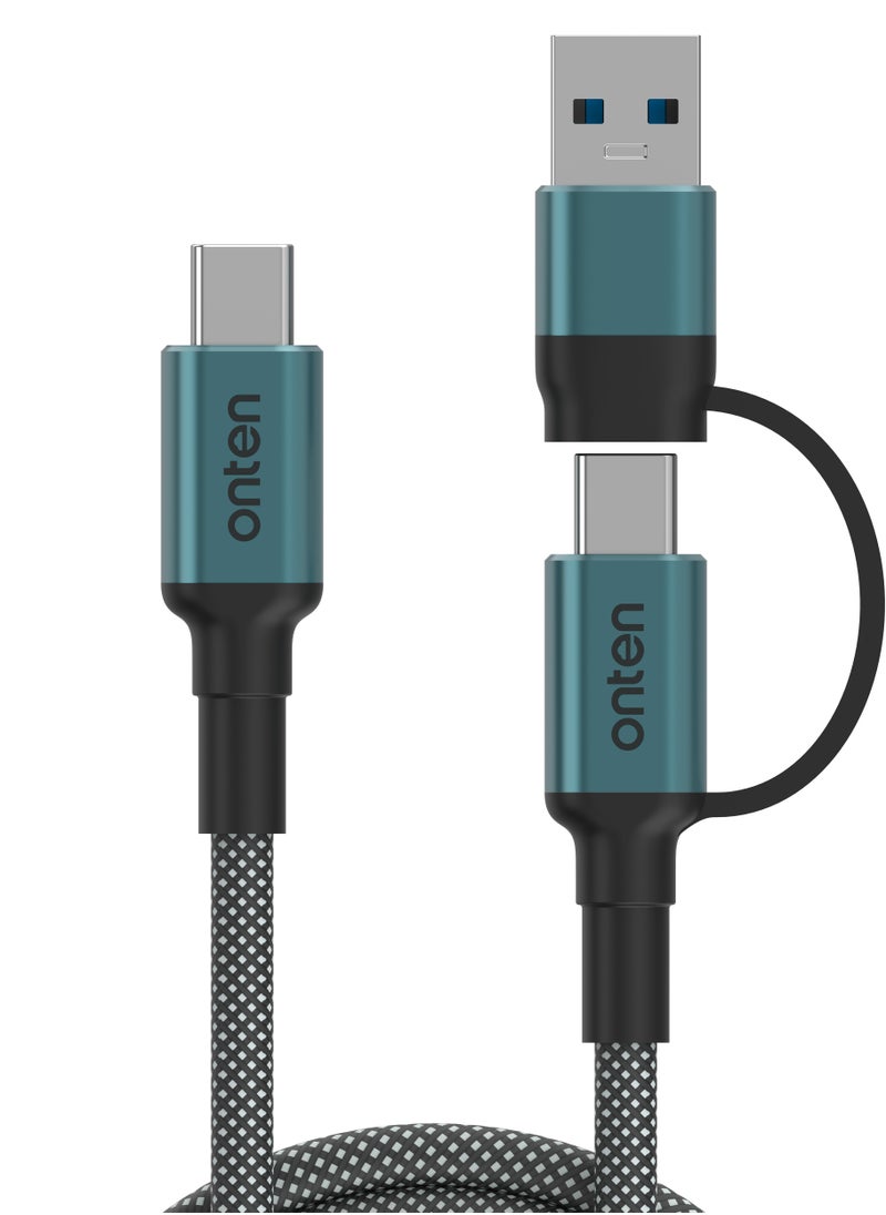onten 2 in 1 USB Type C & USB Type C to Type A Cable Length 0.15cm 65W 10Gbps Data Transfer Speed  - Image 1