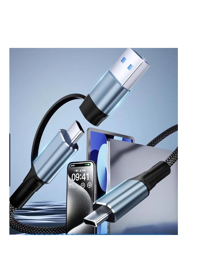 onten - 2 in 1 USB Type C & USB Type C to Type A Cable Length 0.15cm 65W 10Gbps Data Transfer Speed - Image 1