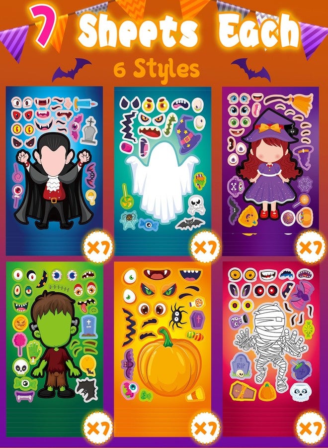 Oomloid 42 Sheets Halloween Party Favors Stickers for Kids, Party Games Face Stickers, Halloween Treats Goodie Bag Stuffers Gifts Toys Crafts Activities for Kids - Image 4