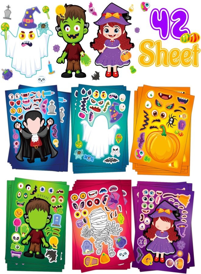 Oomloid 42 Sheets Halloween Party Favors Stickers for Kids, Party Games Face Stickers, Halloween Treats Goodie Bag Stuffers Gifts Toys Crafts Activities for Kids - Image 1