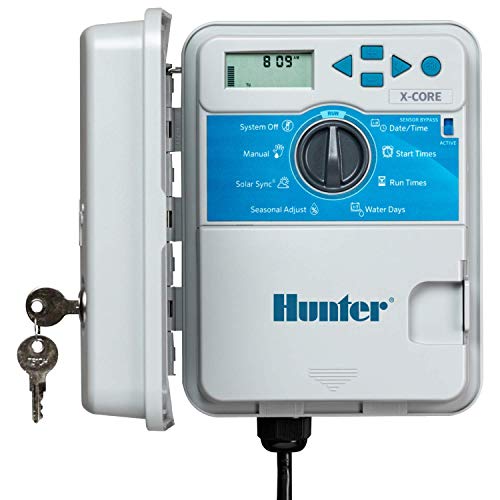 Hunter Industries Hunter X-Core XC400 4 Zone Outdoor Sprinkler Controller, Weather-Resistant Irrigation Timer for Lawn and Garden, Easy Install, Automatic Watering System - Image 1