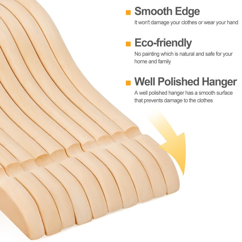 Topia Hanger Unfinished/Natural Kids Children Baby Wood Wooden Clothes Dress Shirt Hangers With No Painting - 360Stronger Flexible Hook- Extra Smoothly Cut Notches, 10 Pack Ct09N - Image 3