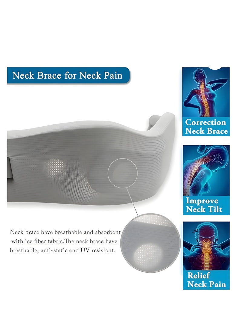 Vergali Neck Support, Soft Foam Neck Support Universal Neck Support for Everyone,Neck Brace Neck Stretcher Cervical Collar for Neck Pain Relief and Improve Neck Tilt Neck Traction Device with Ice Silk Fabric and Soft Foam, Cervicorrect Neck Brace at Home or Work  - Image 2