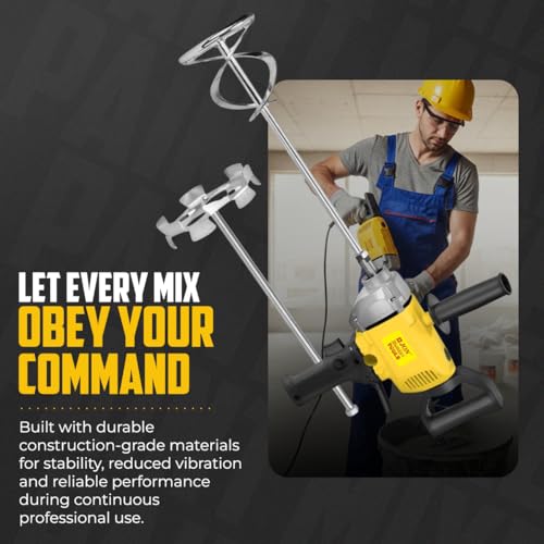 Jon Bhandari Tools Electric Paint Mixer 1200W | Heavy Duty Mixing Machine | Variable Speed 780 RPM | 16mm Chuck | Cement, Putty, Mortar, Wall Paint & Adhesive | Professional Construction Tool - Image 5