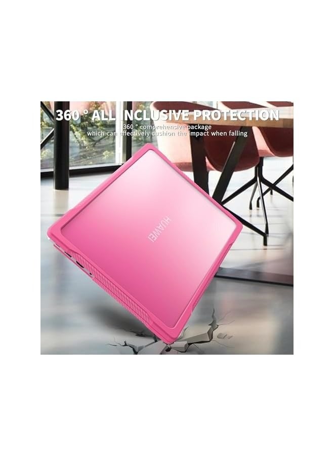 PROMASS Case Compatible with Huawei MateBook D14 /MateBook X14 Heavy Duty Rugged Full Shockproof Case,Dual Layer Laptop Transparent Hard Shell Case with TPU Frame (Rose Red) - Image 3