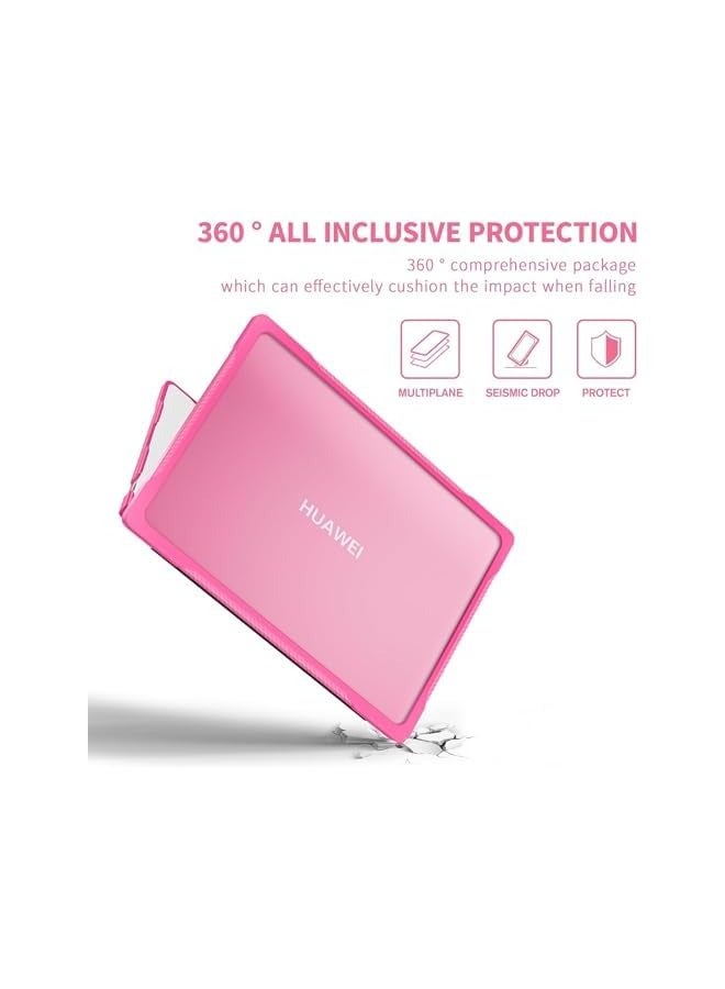 PROMASS Case Compatible with Huawei MateBook D14 /MateBook X14 Heavy Duty Rugged Full Shockproof Case,Dual Layer Laptop Transparent Hard Shell Case with TPU Frame (Rose Red) - Image 4