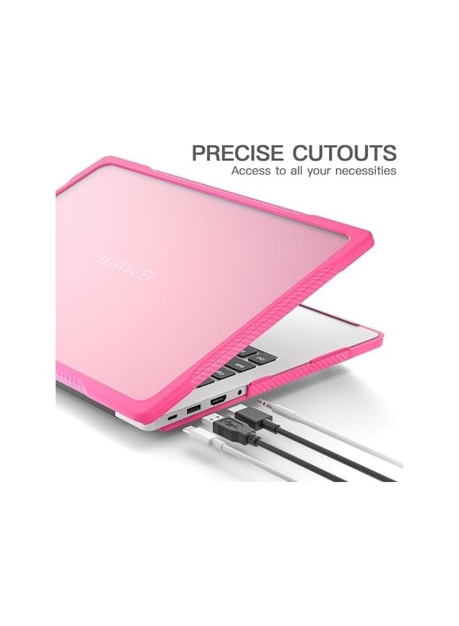 PROMASS Case Compatible with Huawei MateBook D14 /MateBook X14 Heavy Duty Rugged Full Shockproof Case,Dual Layer Laptop Transparent Hard Shell Case with TPU Frame (Rose Red) - Image 5