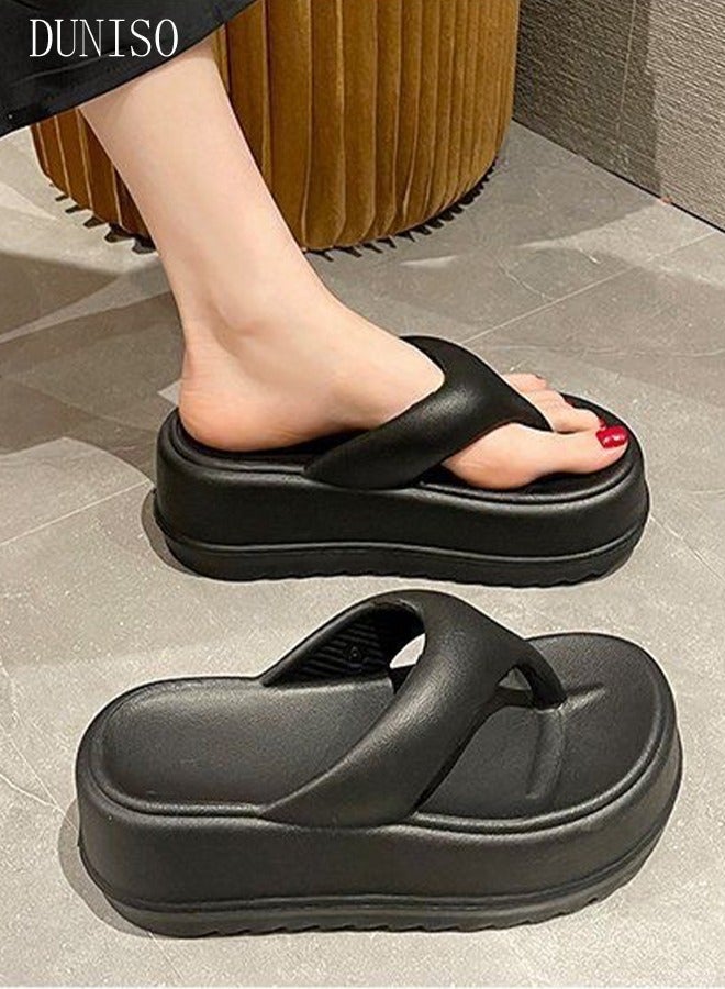 DUNISO Slippers for Women Non-slip Thick Sole Bath Slippers Soft Shower Slippers Open Toe Quick Drying Slide Sandal Beach Sandals Women's House Flip Flops for Indoor & Outdoor - Image 4