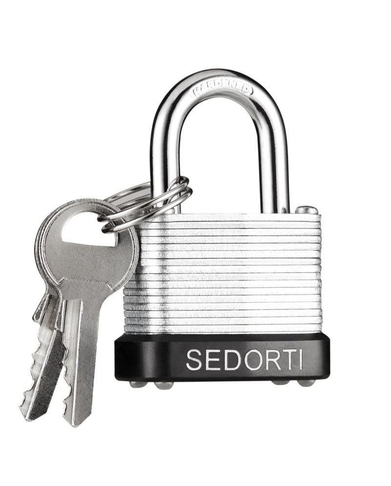 SEDORTI Laminated Steel Padlock Set, 1-1/4" Wide Body, Small Heavy Duty Locker Lock, Keyed Alike Padlocks, Lock for Gym Locker, Luggage, Suitcase, Baggage, Toolbox, Case, Pack of 4 - Image 2