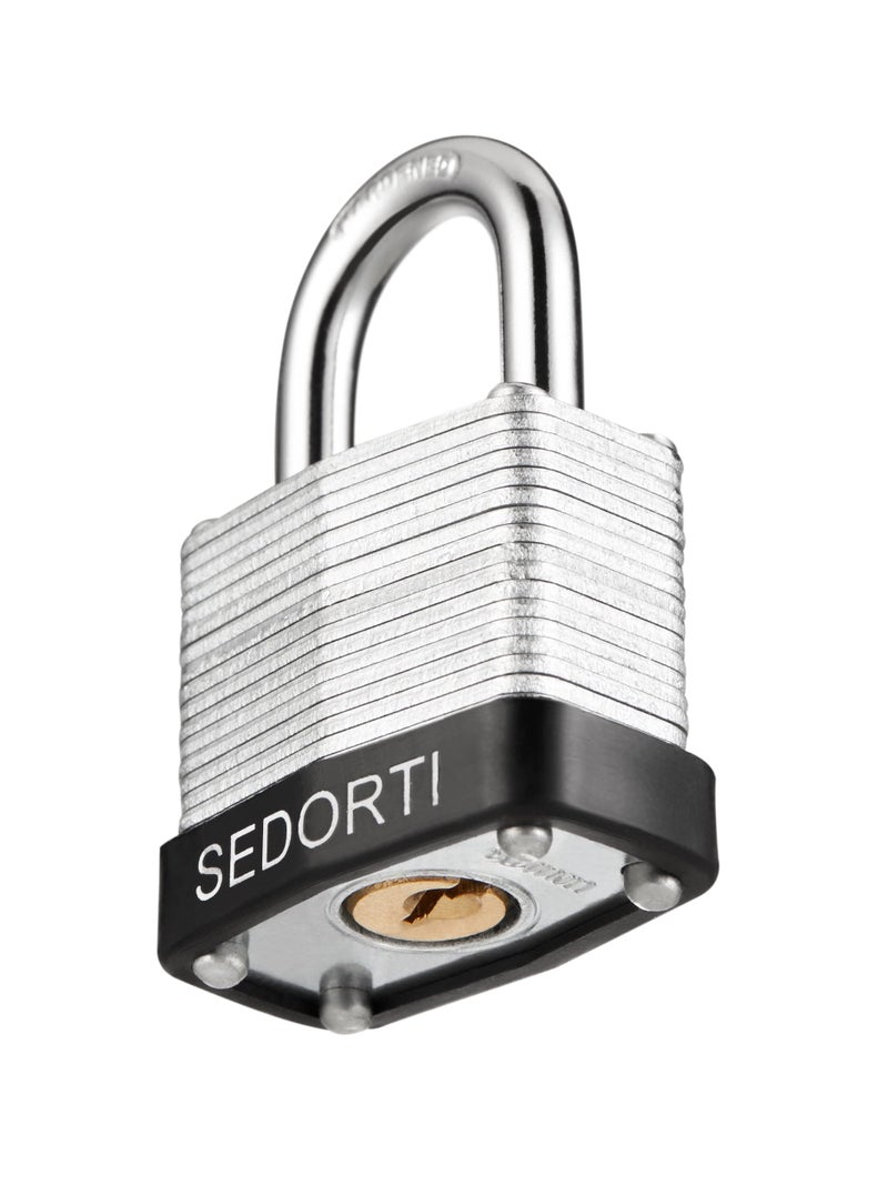 SEDORTI Laminated Steel Padlock Set, 1-1/4" Wide Body, Small Heavy Duty Locker Lock, Keyed Alike Padlocks, Lock for Gym Locker, Luggage, Suitcase, Baggage, Toolbox, Case, Pack of 4 - Image 3