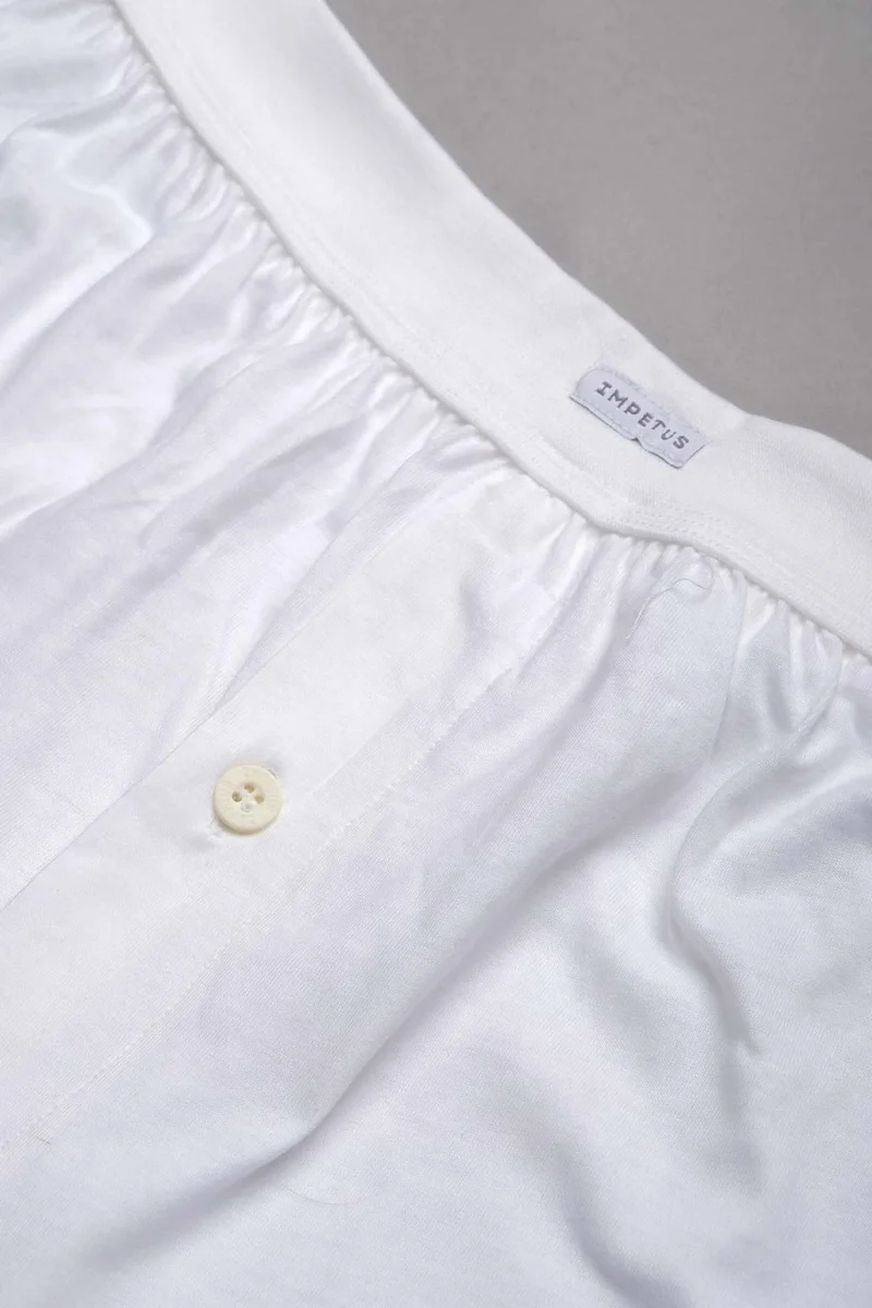 Impetus Men's Cotton White Buttoned Boxer Short - Imp-Bshr-B