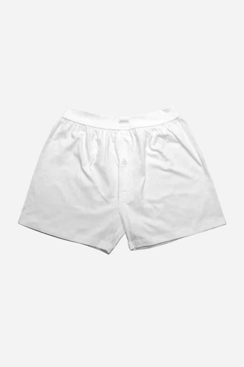 Impetus Men's Cotton White Buttoned Boxer Short - Imp-Bshr-B