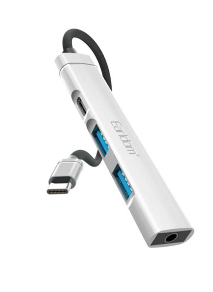أيرلدوم محطة إرساء محول 4 في 1 USB type-C HUP19 للكمبيوتر والهاتف المحمول، جودة صغيرة صغيرة، متعددة المنافذ (1 USB type-C، 2 USB 3.0)، دعم iPhone  - Image 1