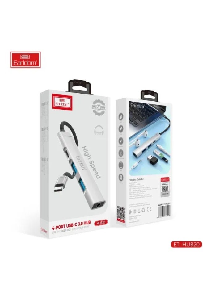 أيرلدوم محطة إرساء محول 4 في 1 USB type-C HUP19 للكمبيوتر والهاتف المحمول، جودة صغيرة صغيرة، متعددة المنافذ (1 USB type-C، 2 USB 3.0)، دعم iPhone  - Image 5