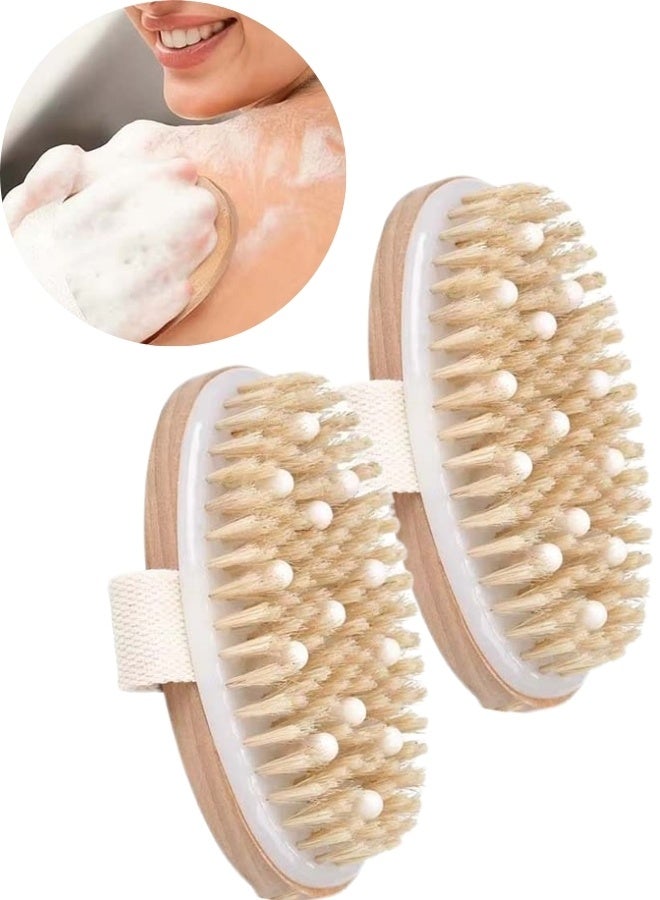 MiMi & BeiBei Dry & Bath Body Brush, Exfoliating Brushes for Wet/Dry Brushing, Lymphatic Drainage, Cellulite Care, and Full-Body Scrubbing for Men & Women, Exfoliating Brush with Soft Massage Nodules, Shower Brush Body Scrubber - Image 1