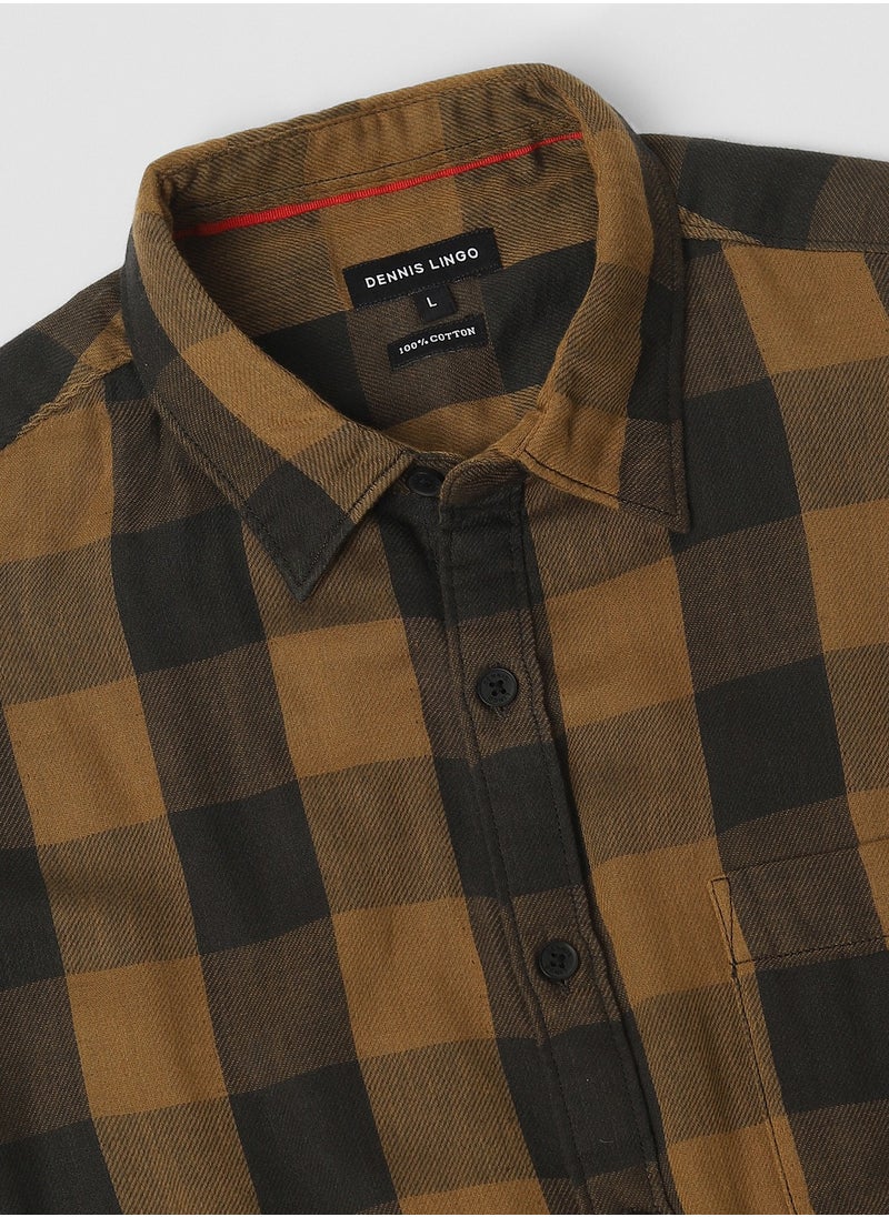 Dennis Lingo Ochre Casual Shirt for Men, 100% Cotton, Slim Fit  - Image 5