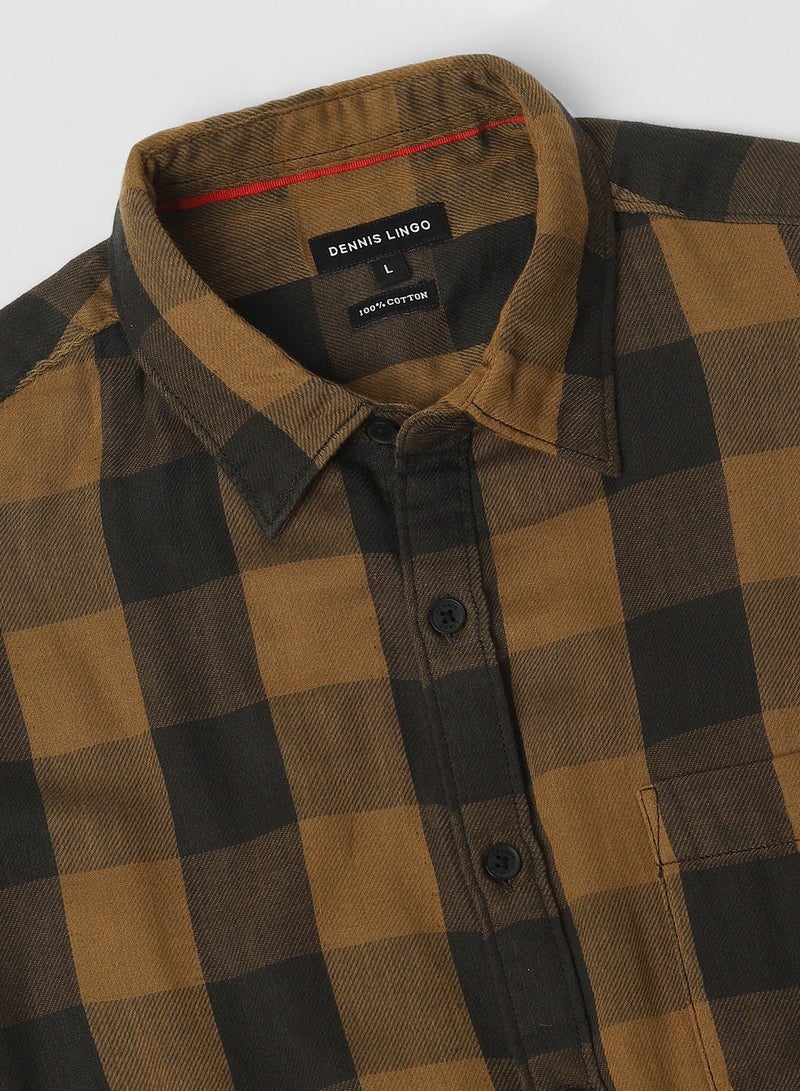Dennis Lingo Ochre Casual Shirt for Men, 100% Cotton, Slim Fit - Image 5