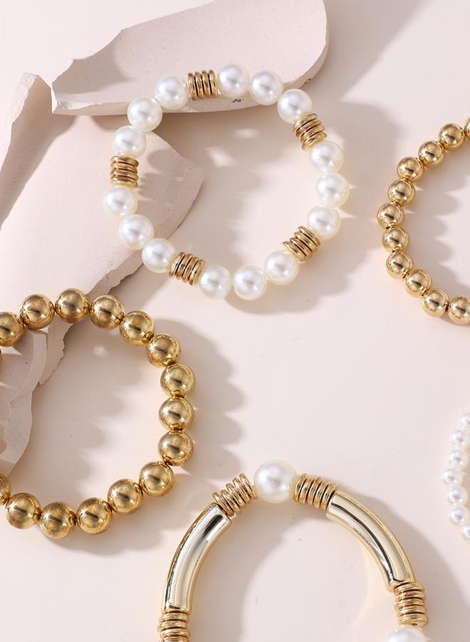 Take Two Set of 5 - Faux Pearl Beaded Bracelets - Image 5