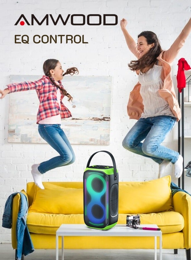 Amwood SoundBoom Portable Bluetooth Speaker, 60 Watts, LED Lights, High Bass Sound, Black - Image 3