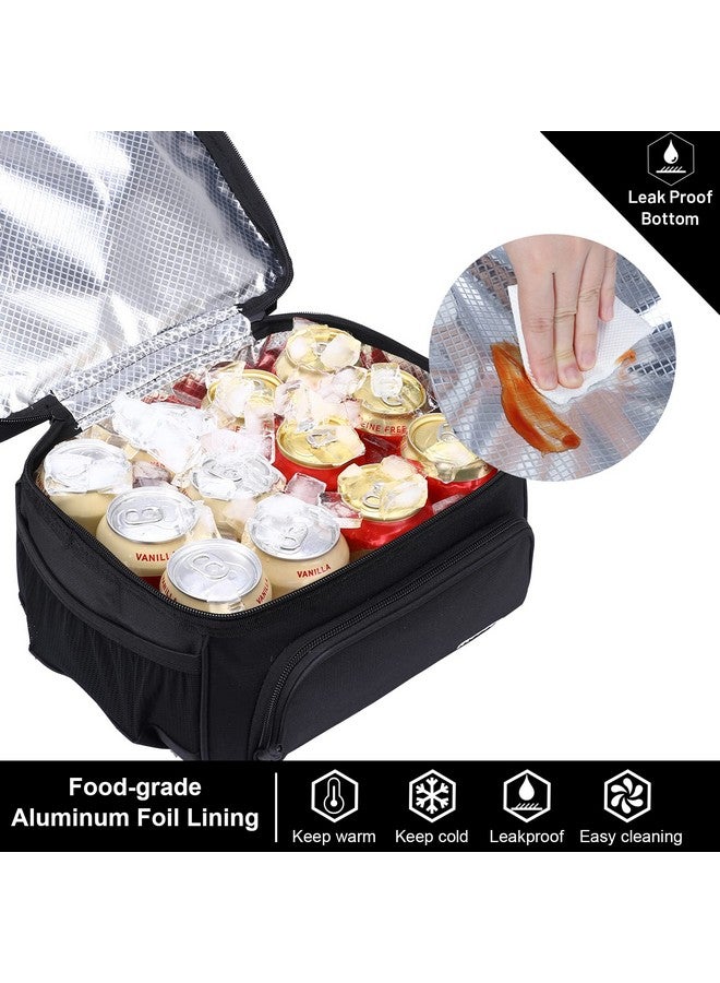 MIER Dual Compartment Lunch Bag Tote with Shoulder Strap for Men and Women Insulated Leakproof Cooler Bag, Black - Image 5