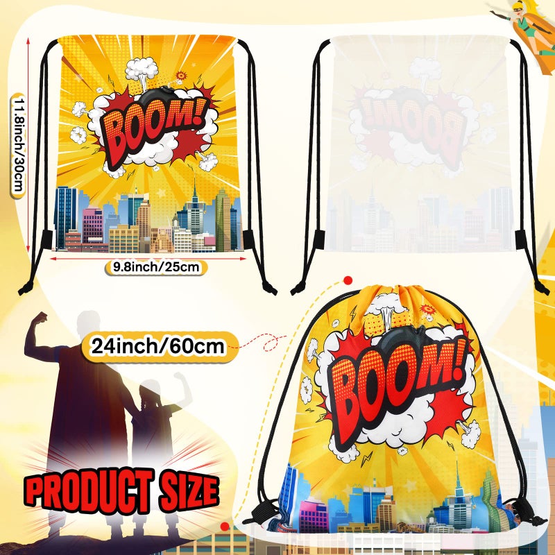 Kajaia Hero Party Favors Bags Comic Heroes Drawstring Backpacks Goodie Candy Gift Bags for Christmas Birthday Party Supplies(18 Pcs) - Image 3