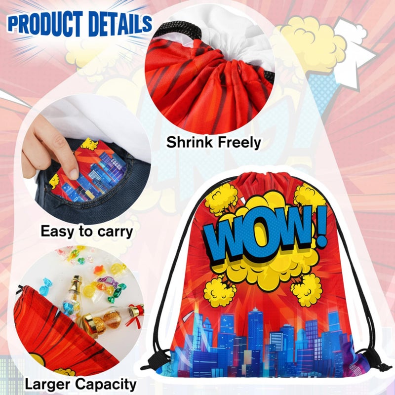 Kajaia Hero Party Favors Bags Comic Heroes Drawstring Backpacks Goodie Candy Gift Bags for Christmas Birthday Party Supplies(18 Pcs) - Image 4