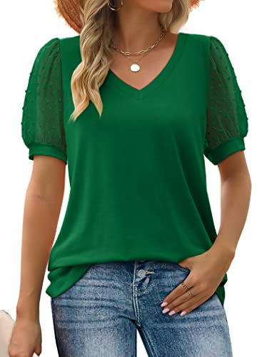 Aokosor V Neck T Shirts for Women Loose Fit Green Spring Tops 2025 Maternity Clothes XXL - Image 5