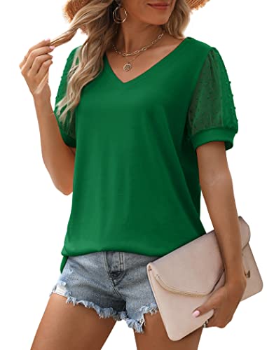 Aokosor V Neck T Shirts for Women Loose Fit Green Spring Tops 2025 Maternity Clothes XXL - Image 2