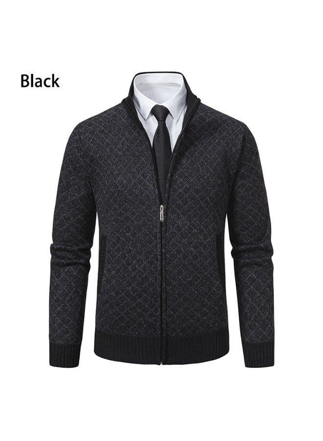 general Mens Winter Cardigan Sweatercoats Male Stand Collar Fleece Sweaters Jacket Warm Slim Sweater Jacket for Men - Image 1