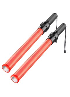 SYOSI Traffic Wand 21inch LED Traffic Control Baton Night Safety Signal Wand with 3 Flashing Modes Air Marshaling Signal Wand Plus White LED on Tip for Airport Car Directing Outdoor Camping 2Pcs  - Image 1