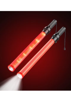 SYOSI Traffic Wand 21inch LED Traffic Control Baton Night Safety Signal Wand with 3 Flashing Modes Air Marshaling Signal Wand Plus White LED on Tip for Airport Car Directing Outdoor Camping 2Pcs  - Image 2