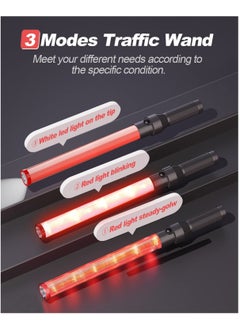 SYOSI Traffic Wand 21inch LED Traffic Control Baton Night Safety Signal Wand with 3 Flashing Modes Air Marshaling Signal Wand Plus White LED on Tip for Airport Car Directing Outdoor Camping 2Pcs  - Image 4